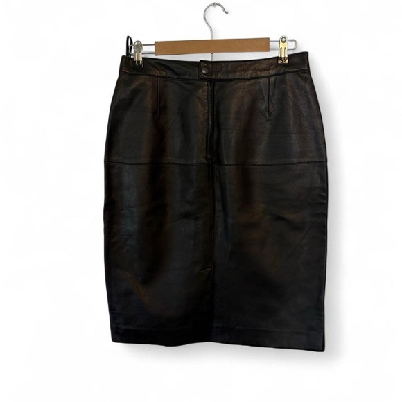 Dresses & Skirts - Women Skirt Genuine‎ Leather Black Size 8 Isaac Mizrahi